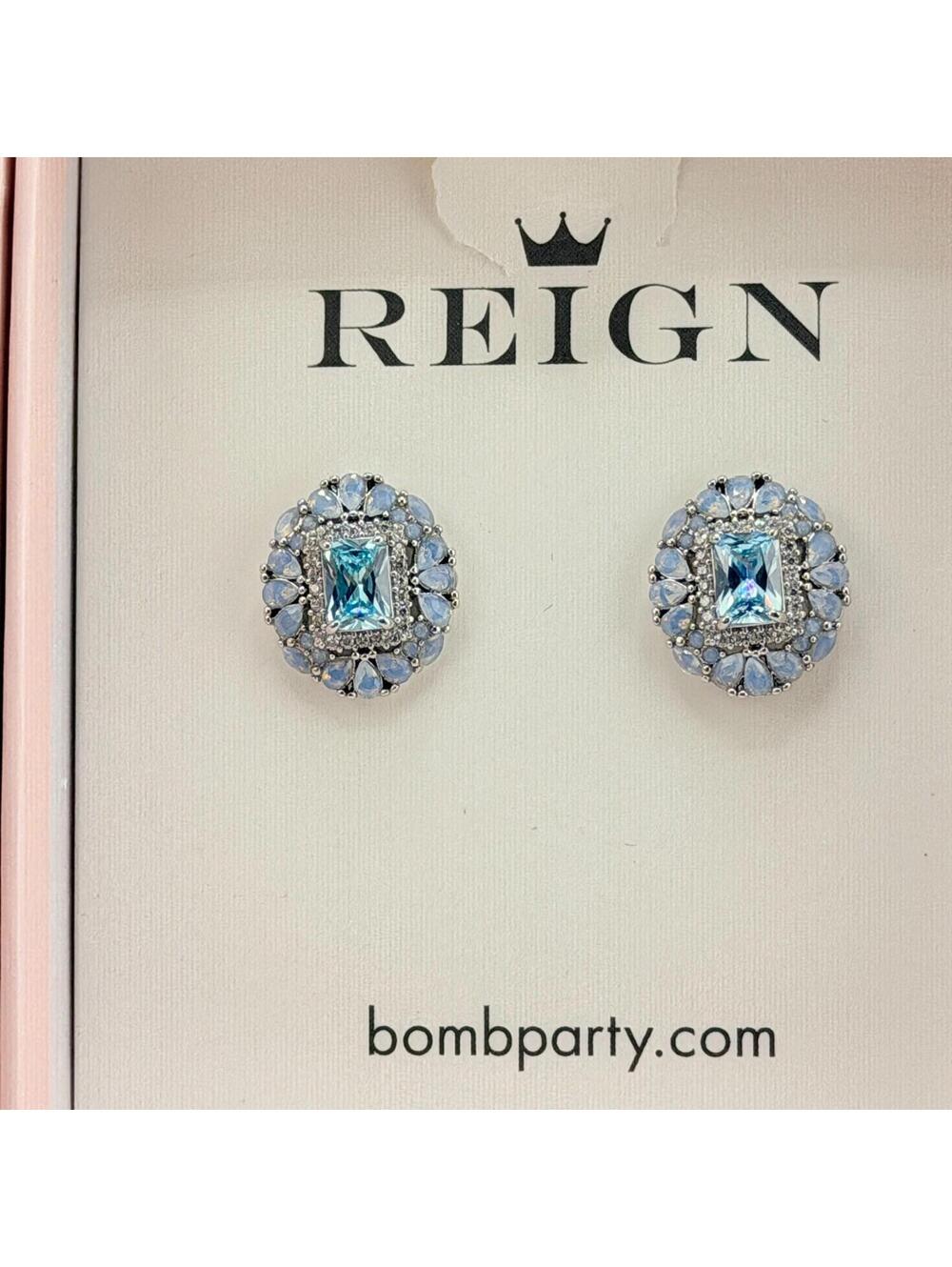 Bomb Party Reign Princess "A Majestic Statement" Aqua CZ & Moonstone on Silver